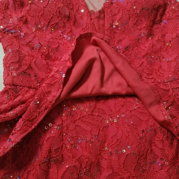 Hailey Logan by Adrianna Papell Women lace  sequins Pink Cocktail Dress 11 - Picture 8 of 12